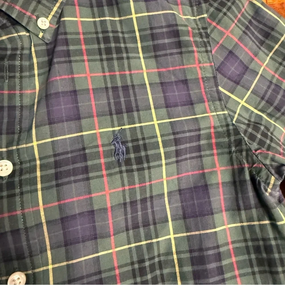 Ralph Lauren Multicolor Plaid Button-Down Shirt navy green red size medium 10-12